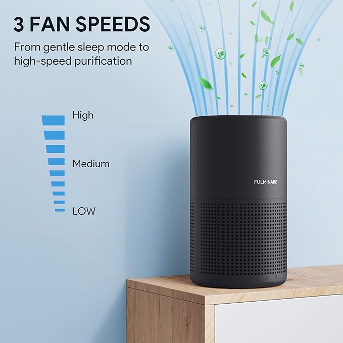 FULMINARE Air Purifiers for Bedroom H13 True HEPA Air Filter Quiet Air Cleaner With Night Light Portable Small Air Purifier
