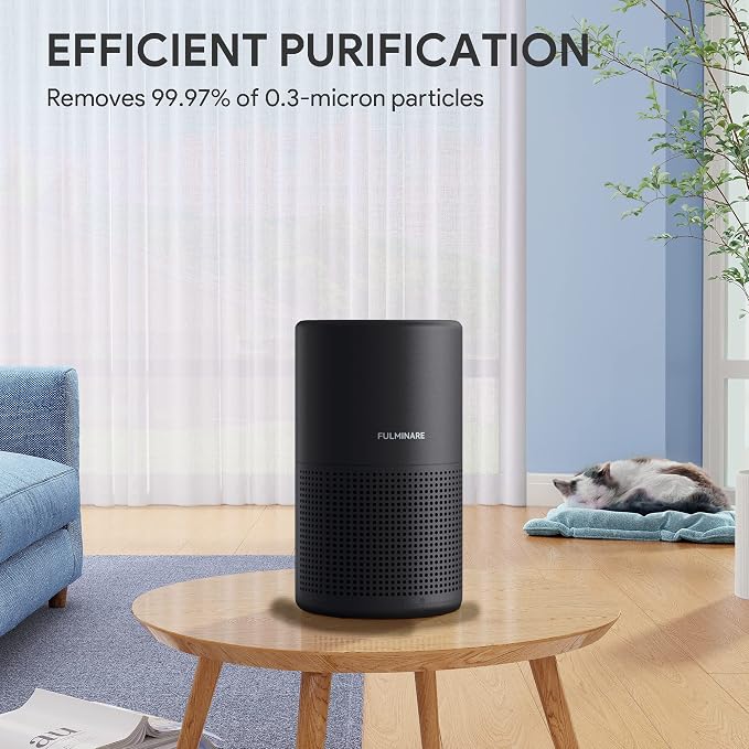 FULMINARE Air Purifiers for Bedroom H13 True HEPA Air Filter Quiet Air Cleaner With Night Light Portable Small Air Purifier