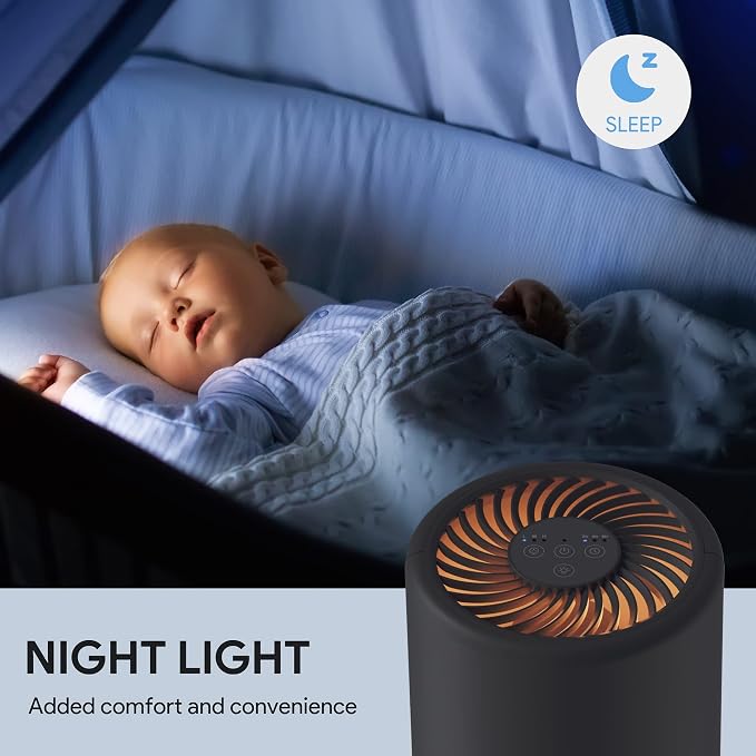 FULMINARE Air Purifiers for Bedroom H13 True HEPA Air Filter Quiet Air Cleaner With Night Light Portable Small Air Purifier