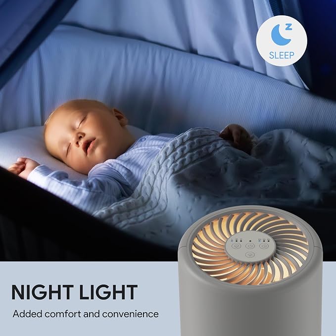 FULMINARE Air Purifiers for Bedroom H13 True HEPA Air Filter, Quiet Air Cleaner With Night Light, Portable Small Air Purifier