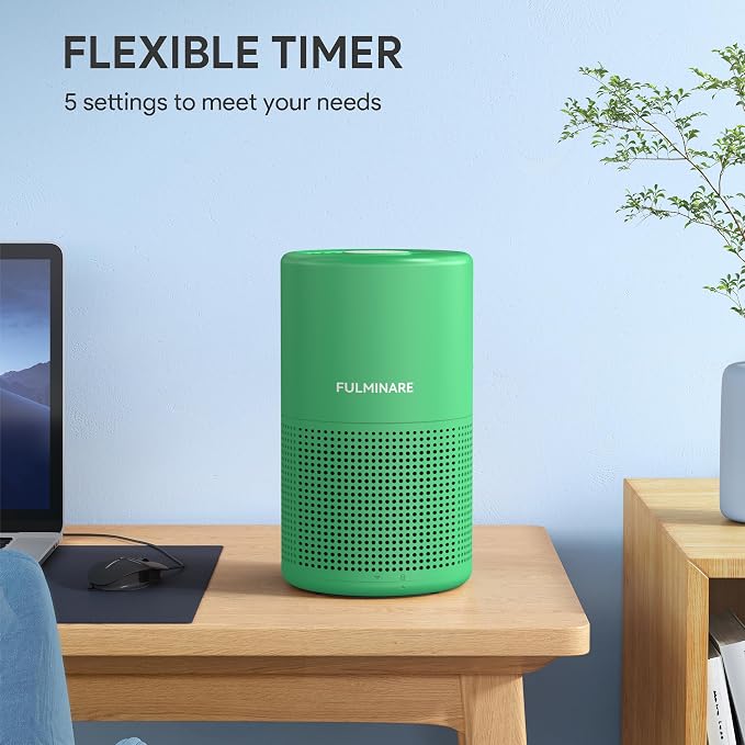 FULMINARE Air Purifiers for Home Bedroom H13 HEPA Air Purifier, 3 Speeds, Timer, 24dB, Small Mini Air Purifier with Night