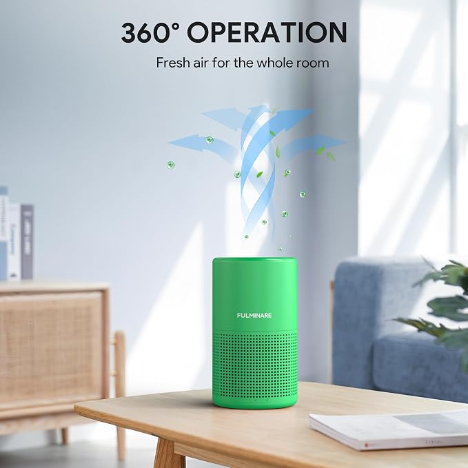 FULMINARE Air Purifiers for Home Bedroom H13 HEPA Air Purifier, 3 Speeds, Timer, 24dB, Small Mini Air Purifier with Night