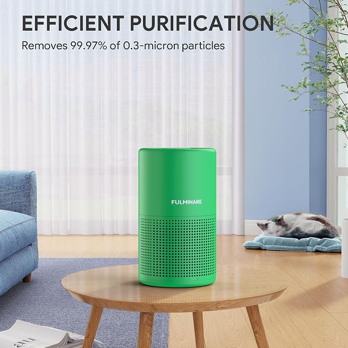FULMINARE Air Purifiers for Home Bedroom H13 HEPA Air Purifier, 3 Speeds, Timer, 24dB, Small Mini Air Purifier with Night