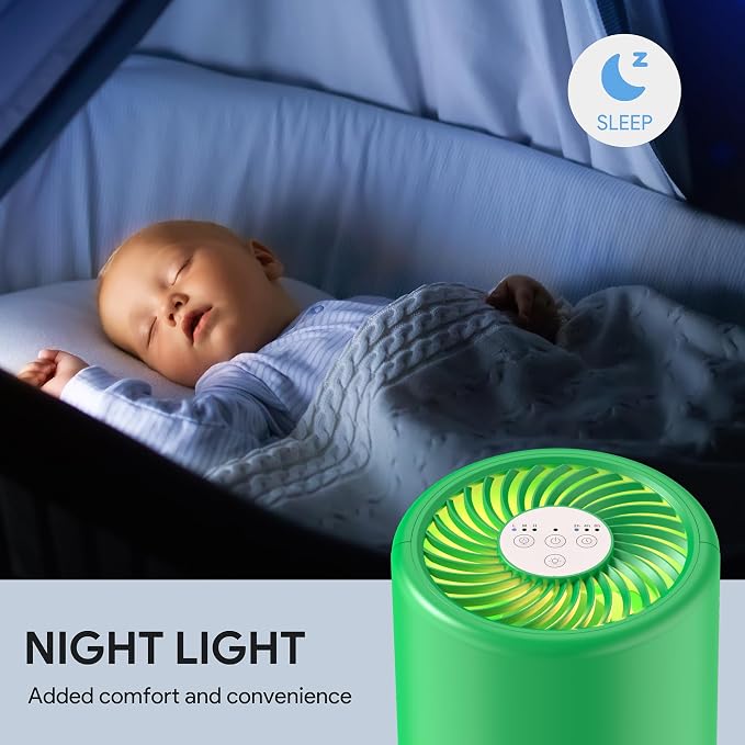 FULMINARE Air Purifiers for Home Bedroom H13 HEPA Air Purifier, 3 Speeds, Timer, 24dB, Small Mini Air Purifier with Night