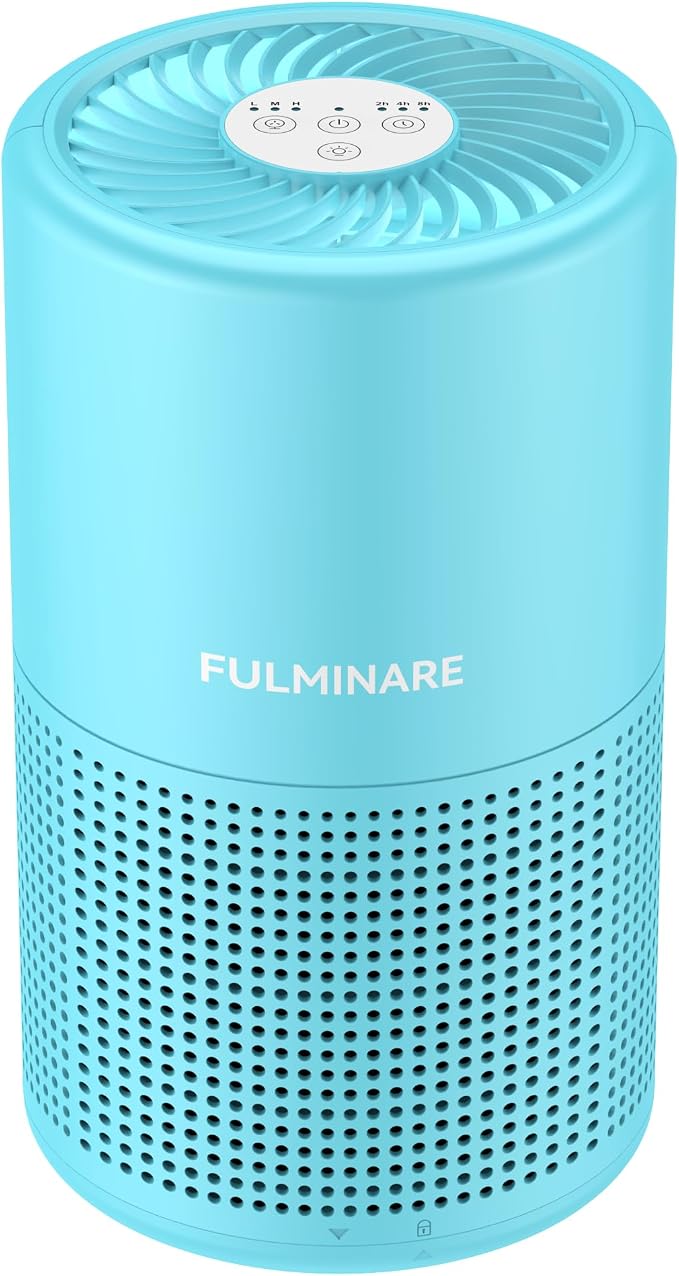 FULMINARE Air Purifiers for Home Bedroom H13 HEPA Air Purifier, 3 Speeds, Timer, 24dB, Small Mini Air Purifier with Night