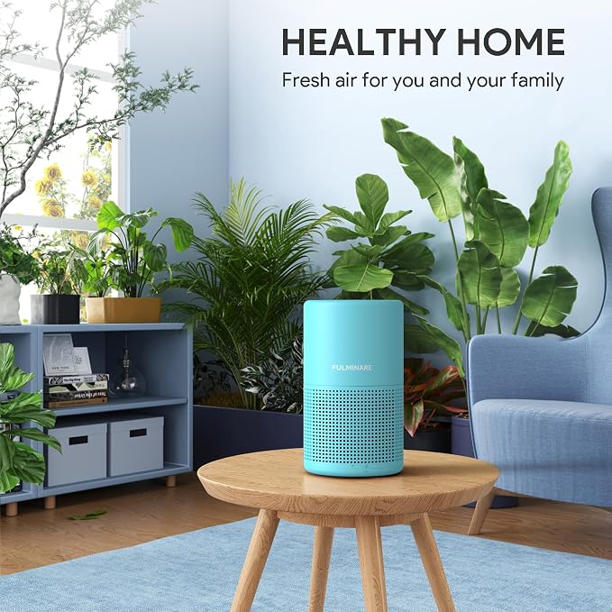 FULMINARE Air Purifiers for Home Bedroom H13 HEPA Air Purifier, 3 Speeds, Timer, 24dB, Small Mini Air Purifier with Night