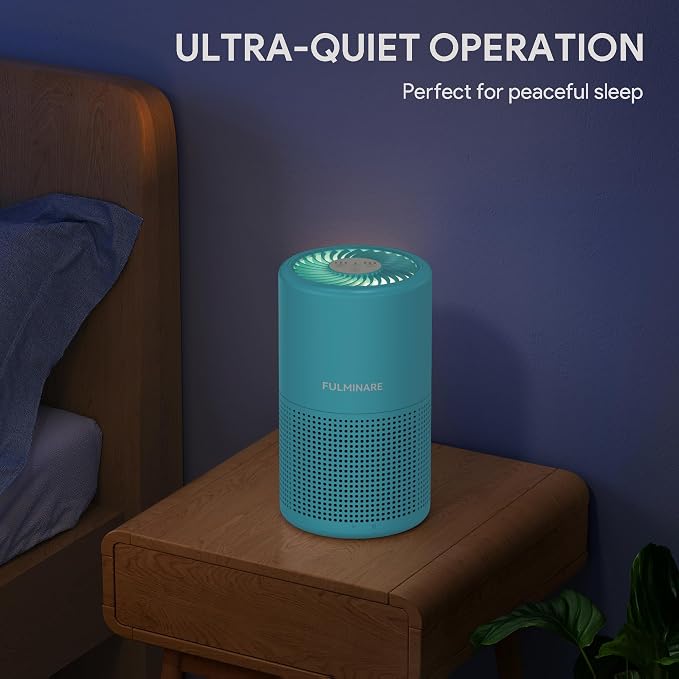 FULMINARE Air Purifiers for Home Bedroom H13 HEPA Air Purifier, 3 Speeds, Timer, 24dB, Small Mini Air Purifier with Night