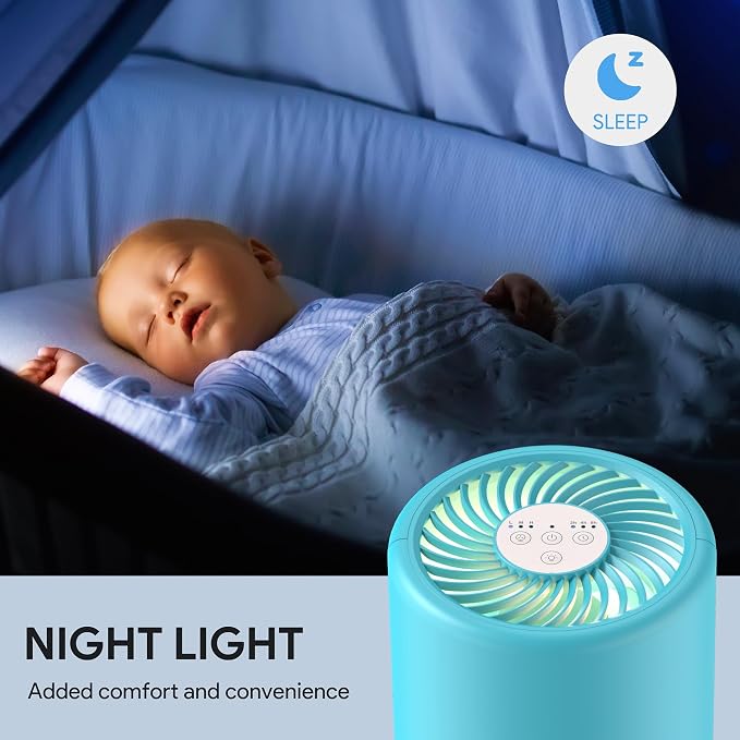 FULMINARE Air Purifiers for Home Bedroom H13 HEPA Air Purifier, 3 Speeds, Timer, 24dB, Small Mini Air Purifier with Night