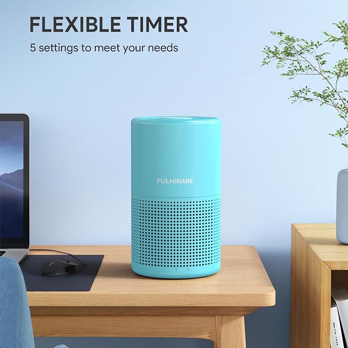 FULMINARE Air Purifiers for Home Bedroom H13 HEPA Air Purifier, 3 Speeds, Timer, 24dB, Small Mini Air Purifier with Night