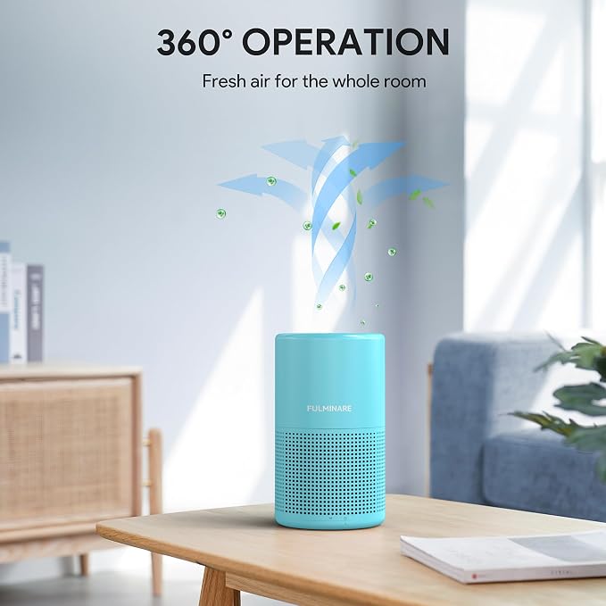 FULMINARE Air Purifiers for Home Bedroom H13 HEPA Air Purifier, 3 Speeds, Timer, 24dB, Small Mini Air Purifier with Night