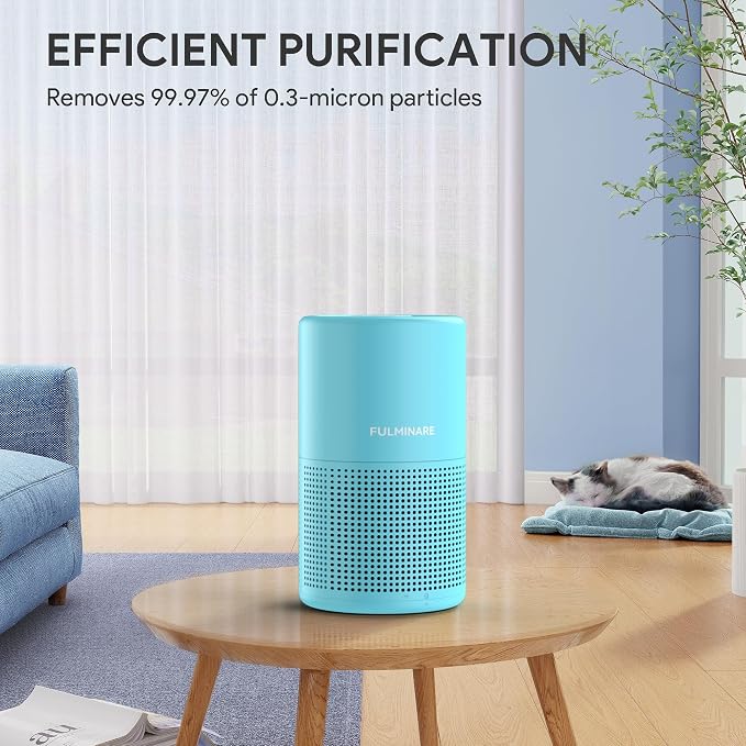 FULMINARE Air Purifiers for Home Bedroom H13 HEPA Air Purifier, 3 Speeds, Timer, 24dB, Small Mini Air Purifier with Night