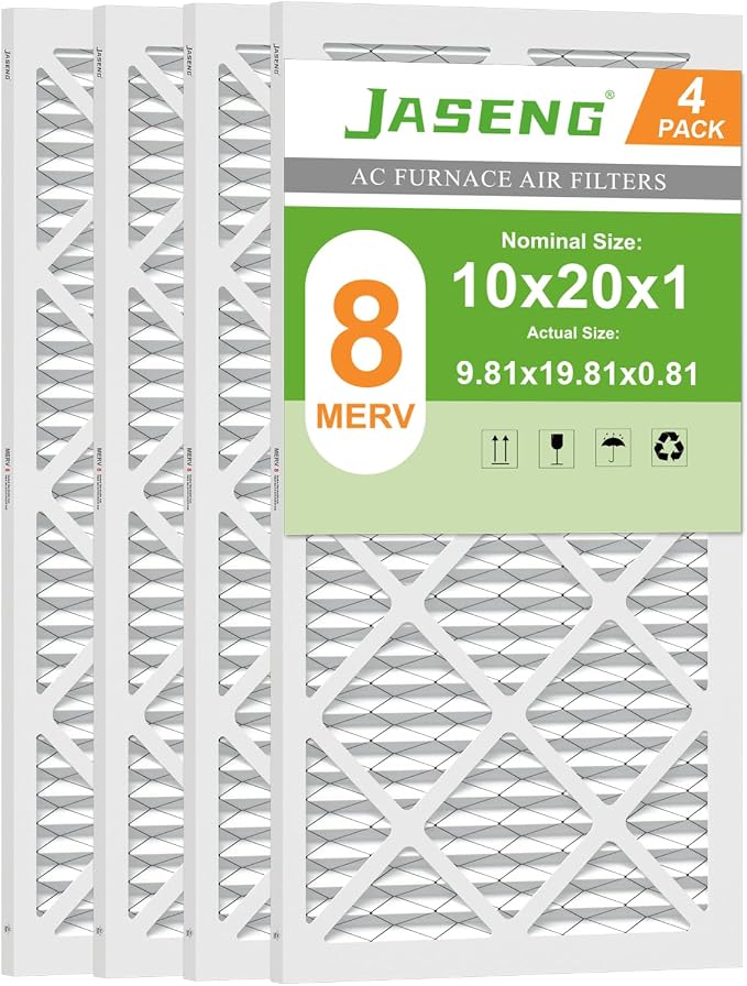 Furnace Filters 10x20x1 MERV 8, MPR 600, Air Filter (4 Pack) for HVAC, AC Furnace - Actual Size: 9.75"x19.75"x0.75", product