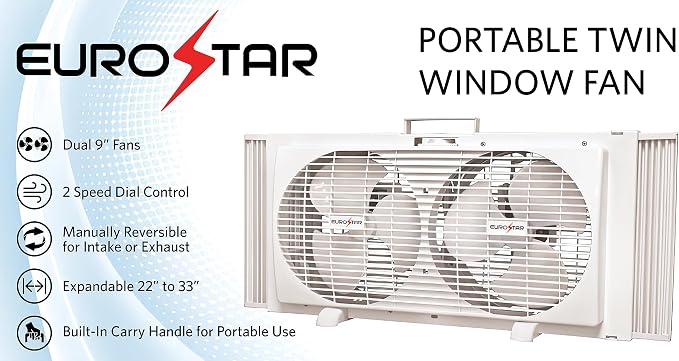 FWF9100 Portable Twin Window Fan, White, alternate product view 2