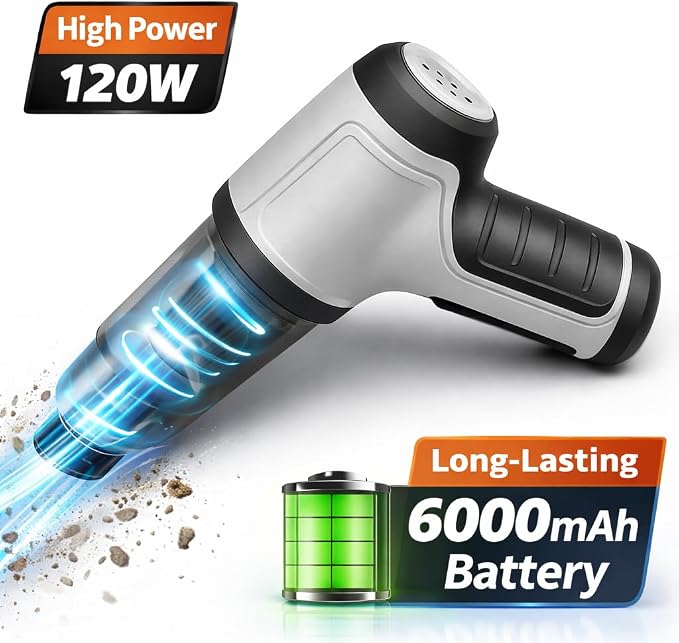 GajetNest Handheld Mini Portable Compact Car Vacuum Cleaner & Blower 3-in-1 with HEPA Filter, Lightweight Design, 25-Minute