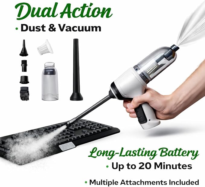 GajetNest Handheld Mini Portable Compact Car Vacuum Cleaner & Blower 3-in-1 with HEPA Filter, Lightweight Design, 25-Minute