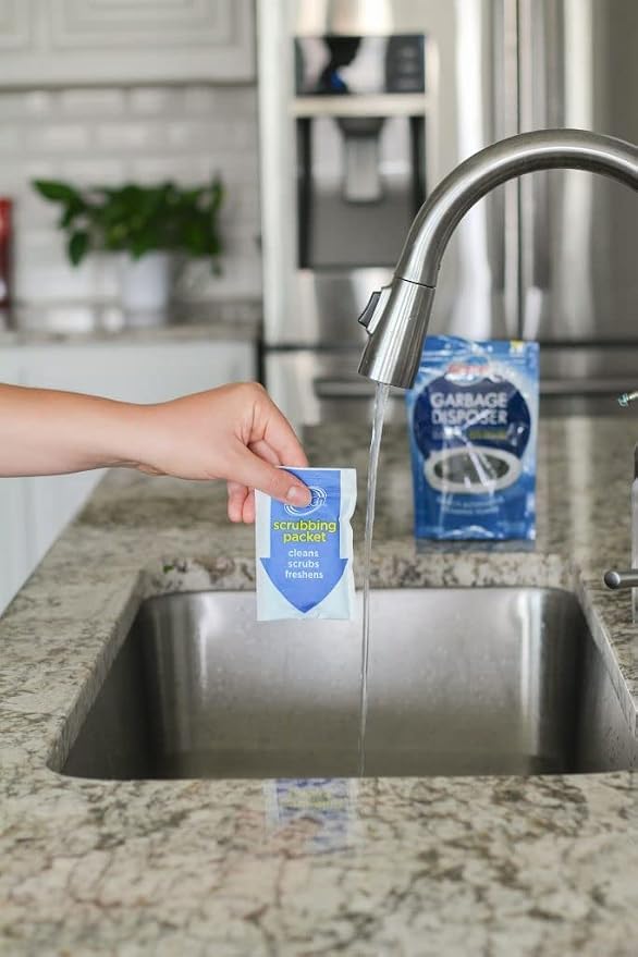 Garbage Disposer Cleaner and Freshener, Sink Disposal Odor Eliminator with Foaming Action, Lemon Scent, Made in the USA