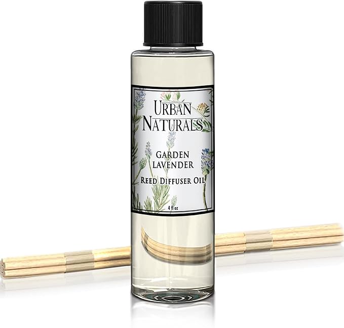 Garden Lavender Scented Oil Reed Diffuser Refill | Includes a Free Set of Reed Sticks! Calming, Herbal Fragrance – 4 oz.