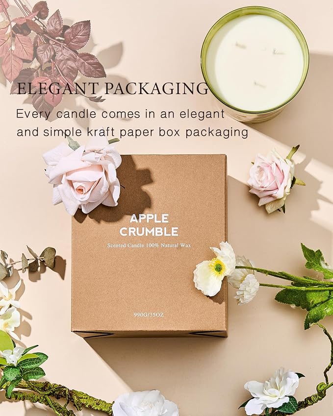Garden Rose Scented Candle 35oz 150H Burn Time Long Lasting, 3-Wick Natural Aromatherapy Candle, Home Fragrance Housewarming