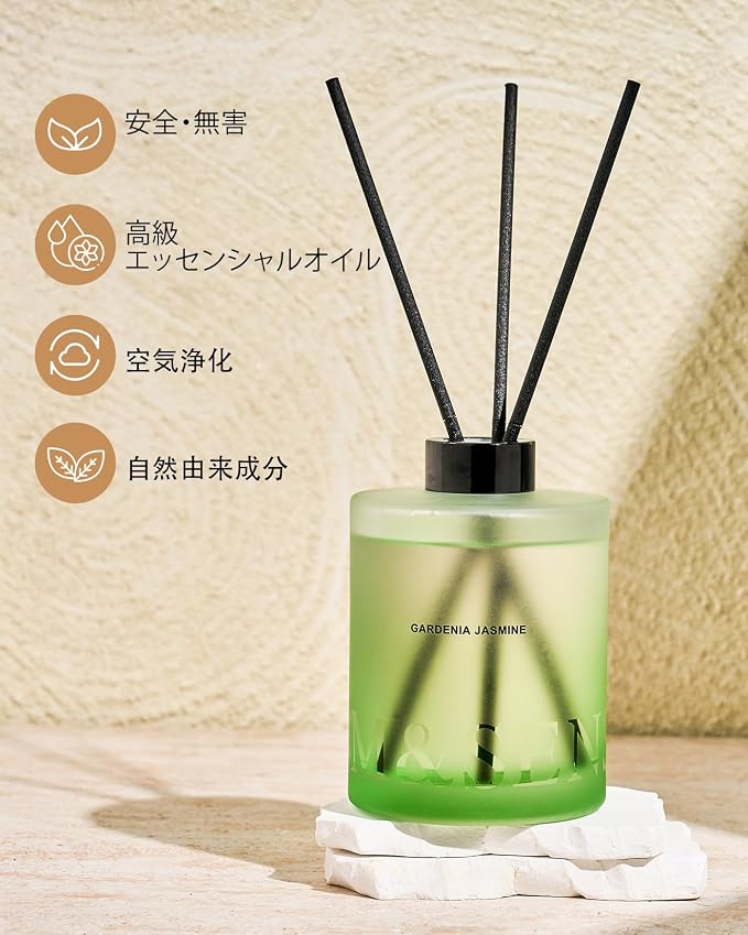 Gardenia Jasmine Reed Diffuser Set - 16.9 fl oz Large Room Scented Diffuser with Sticks, alternate product view 3