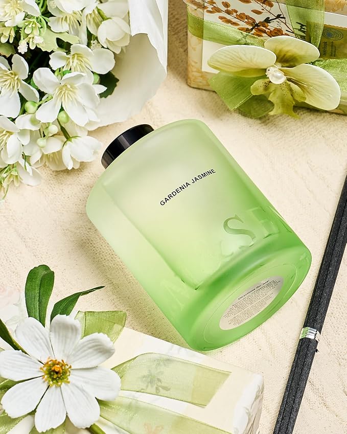 Gardenia Jasmine Reed Diffuser Set - 16.9 fl oz Large Room Scented Diffuser with Sticks, alternate product view 4