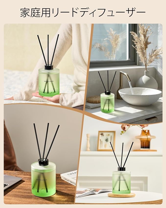 Gardenia Jasmine Reed Diffuser Set - 16.9 fl oz Large Room Scented Diffuser with Sticks, alternate product view 7