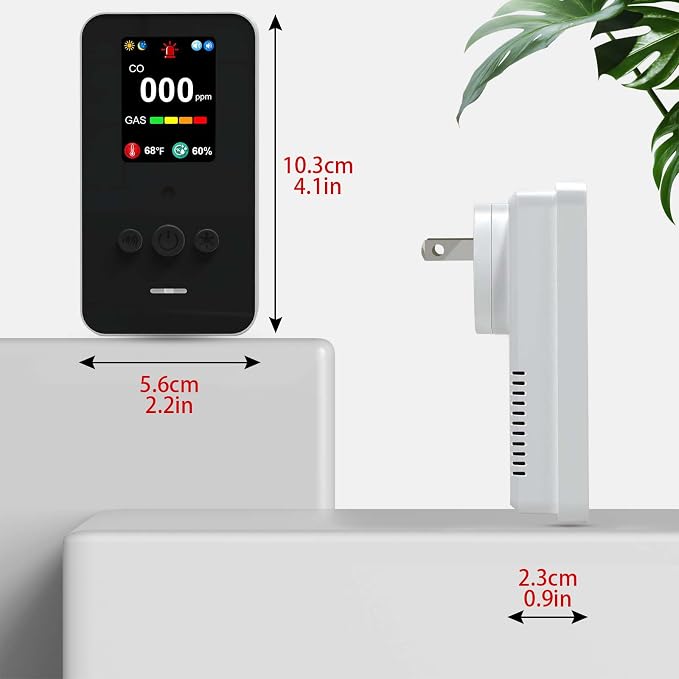 Gas & Carbon Monoxide Detector Plug in, 4-in-1 Combination CO Detector and Natural Gas, LPG, Methane, Propane Alarm for Home