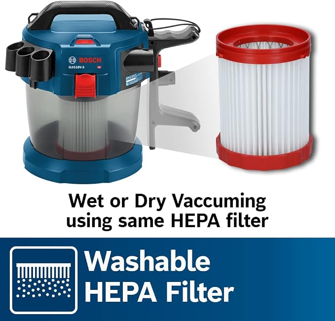 GAS18V-3N 18V Cordless Wet Dry Vacuum, 2.6 Gallon Portable & Dust Extractor with HEPA Filter (Bare Tool), alternate