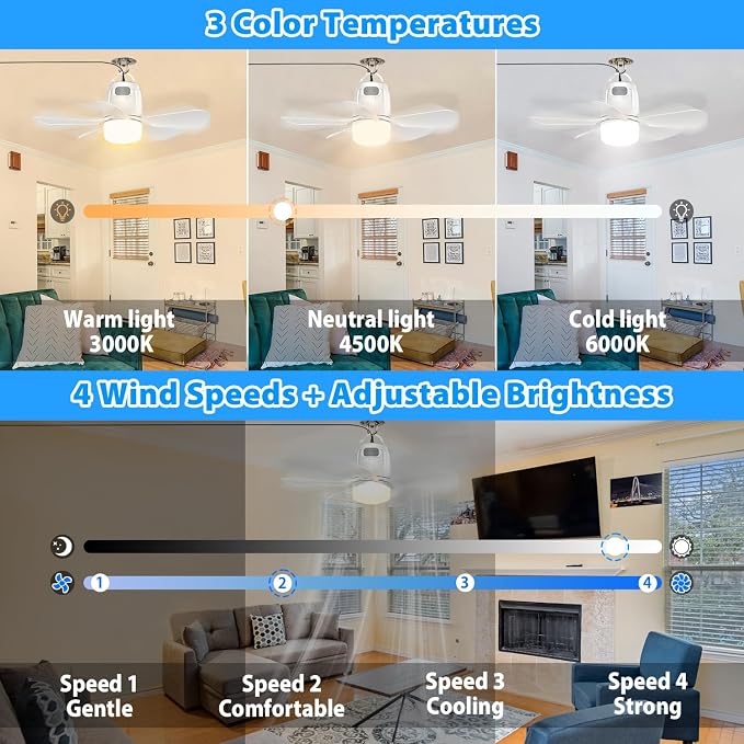 Gazebo Fan Outdoor Hanging with Light, Patio Plug in Ceiling Fan with 16.5ft Cord, Remote & Hook, Portable for Outside