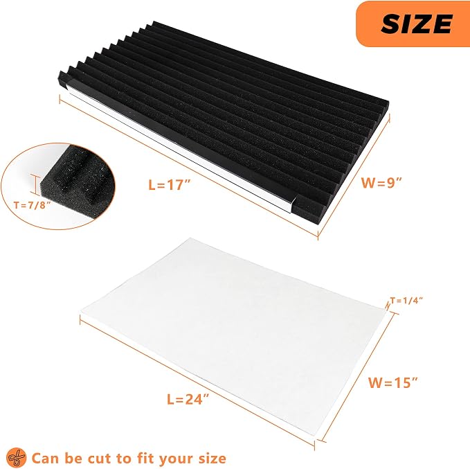 Window Air Conditioner Foam Insulating Panels with Window A/C Filter, 17" H x 9" W x 7/8" T, Pack of 2 Window AC Side
