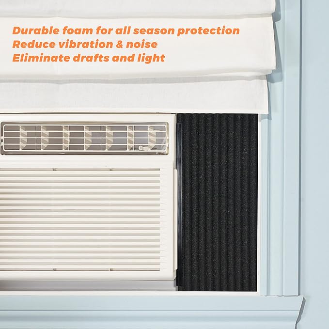 Window Air Conditioner Foam Insulating Panels with Window A/C Filter, 17" H x 9" W x 7/8" T, Pack of 2 Window AC Side