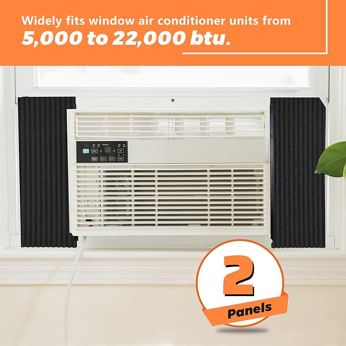 Window Air Conditioner Foam Insulating Panels with Window A/C Filter, 17" H x 9" W x 7/8" T, Pack of 2 Window AC Side