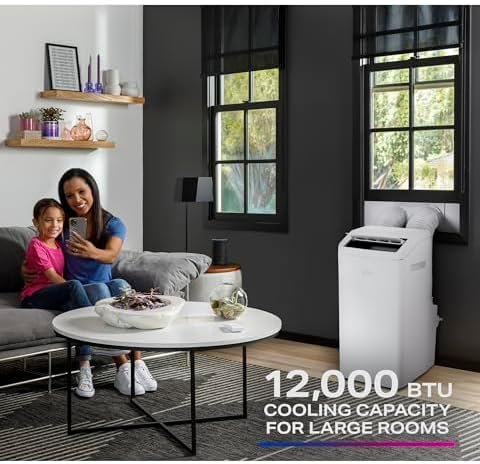 GE 12,000 BTU Dual-Hose, Inverter Heat/Cool Portable AC for Rooms up to 550 sq ft., Wi-Fi Enabled, 3-in-1 with Dehumidify