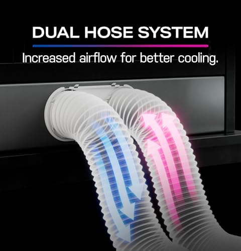 GE 12,000 BTU Dual-Hose, Inverter Heat/Cool Portable AC for Rooms up to 550 sq ft., Wi-Fi Enabled, 3-in-1 with Dehumidify