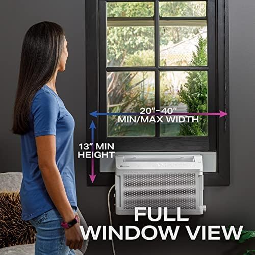 GE ClearView Inverter Window Air Conditioner Unit, 10,300 BTU, U-Shaped Adjustable Depth, Energy Efficient Cooling up to 450