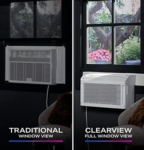 GE ClearView Inverter Window Air Conditioner Unit, 10,300 BTU, U-Shaped Adjustable Depth, Energy Efficient Cooling up to 450