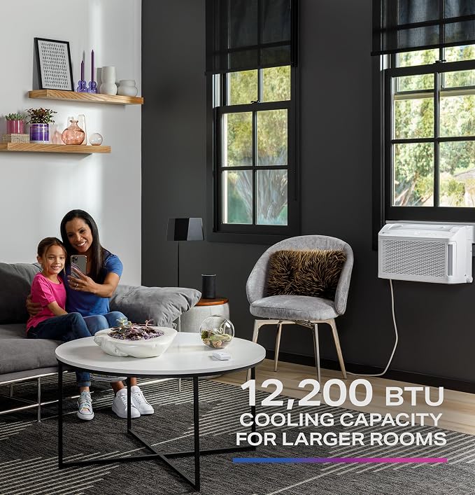 GE ClearView Inverter Window Air Conditioner Unit, 12,200 BTU, Energy Efficient Cooling up to 550 sq ft., Ultra Quiet, SMART