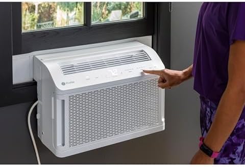 GE ClearView Window Air Conditioner Unit, 6,100 BTU, U-Shaped Adjustable Depth, Cooling up to 250 sq ft., Ultra Quiet, SMART