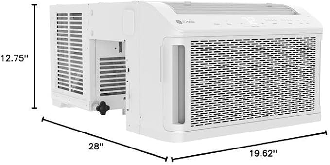 GE ClearView Window Air Conditioner Unit, 6,100 BTU, U-Shaped Adjustable Depth, Cooling up to 250 sq ft., Ultra Quiet, SMART