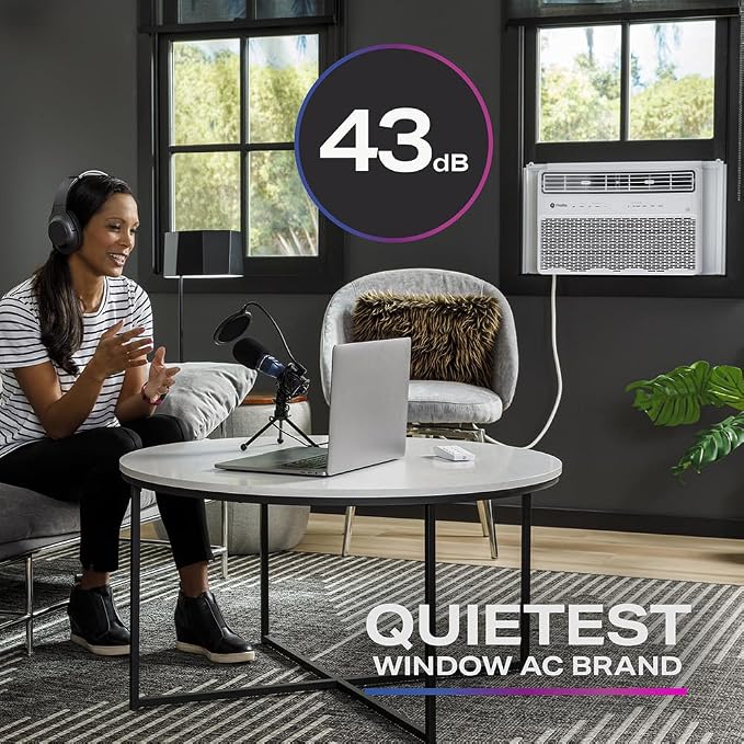 GE Inverter Window Air Conditioner Unit 8,000 BTU with Energy Efficient AC Cooling up to 350 sq ft., Ultra Quiet, SMART Home