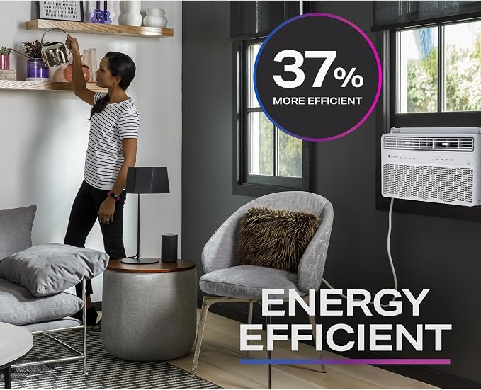 GE Inverter Window Air Conditioner Unit 8,000 BTU with Energy Efficient AC Cooling up to 350 sq ft., Ultra Quiet, SMART Home