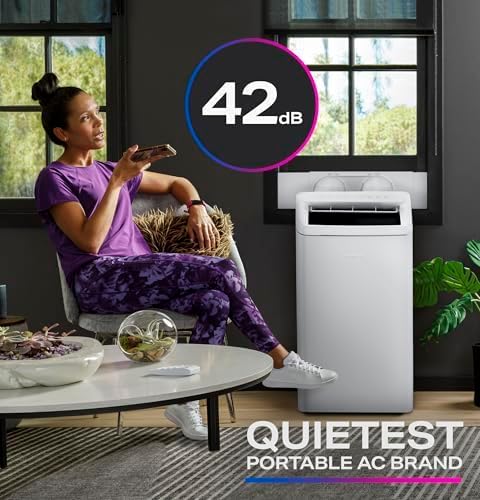 GE PPHV10WWF 10,000 BTU Portable Air Conditioner for Medium Rooms up to 550 sq ft. (9,850 BTU SACC), 3-in-1 with Dehumidify