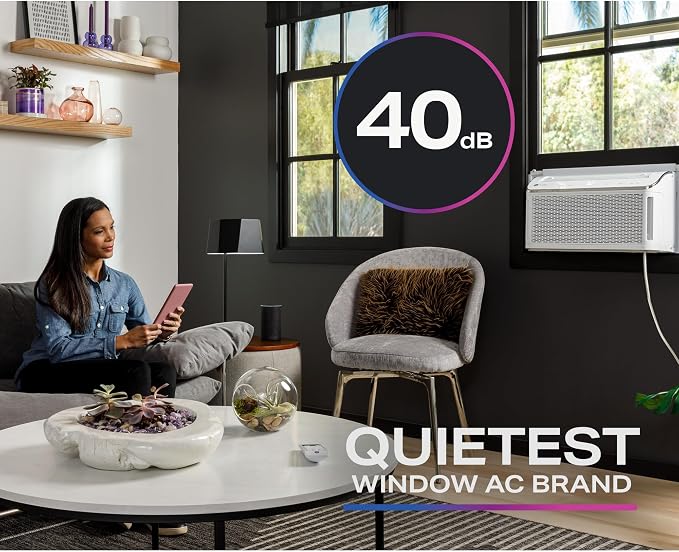 GE Ultra Quiet Window Air Conditioner 6,200 BTU, WiFi Enabled, Ideal for Small Rooms, Easy Installation with Included Kit, 6K