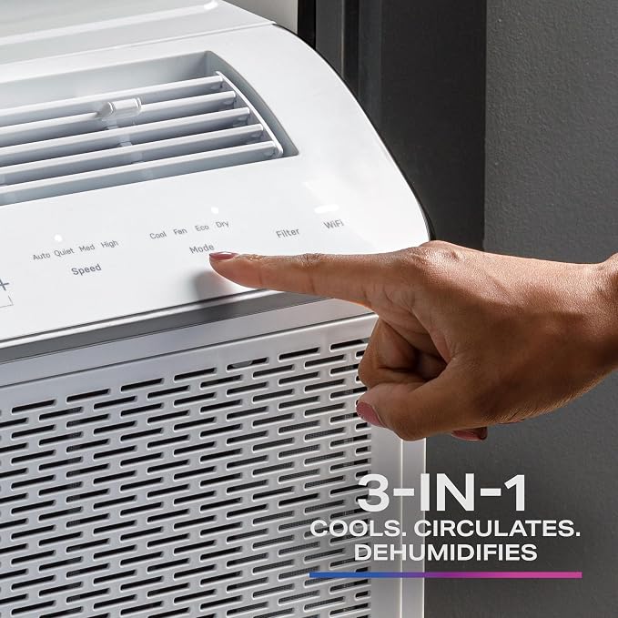 GE Ultra Quiet Window Air Conditioner 6,200 BTU, WiFi Enabled, Ideal for Small Rooms, Easy Installation with Included Kit, 6K