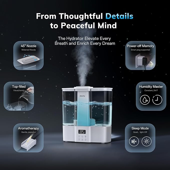 Geek-Level Humidifier for Baby, Quiet Ultrasonic Humidifiers for Bedroom, Nursery with Ambient Light, alternate product view