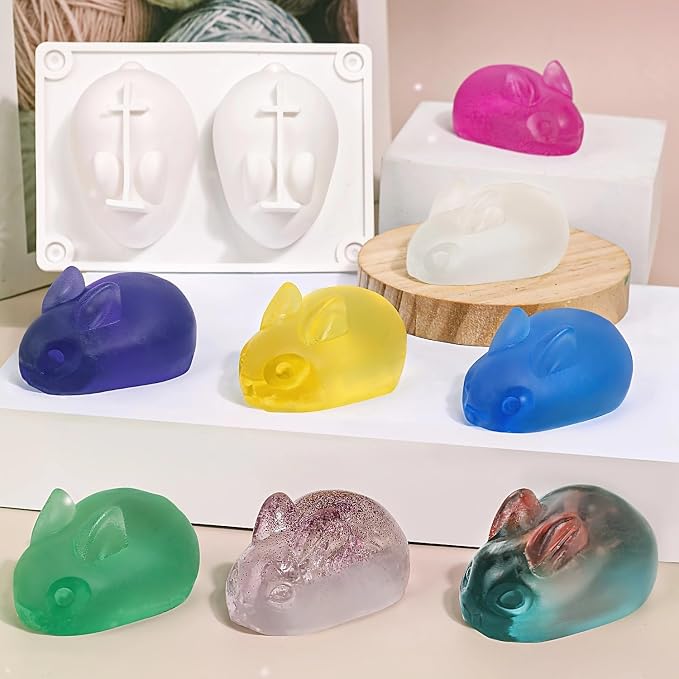 Gel Wax Candle Making Kit with 7 Colors Jelly Wax, Rabbit Mold, Wicks, Wick Stickers, Drill, alternate product view 4