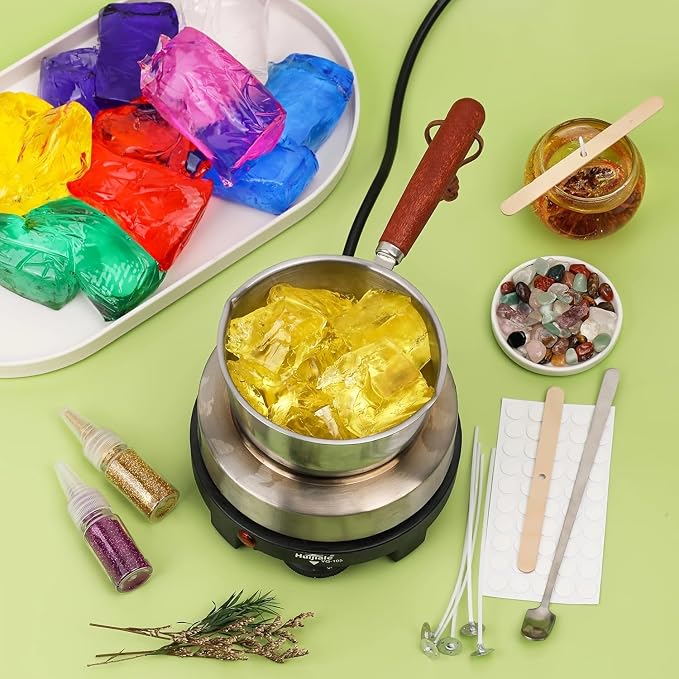 Gel Wax Candle Making Kit with 7 Colors Jelly Wax, Rabbit Mold, Wicks, Wick Stickers, Drill, alternate product view 9