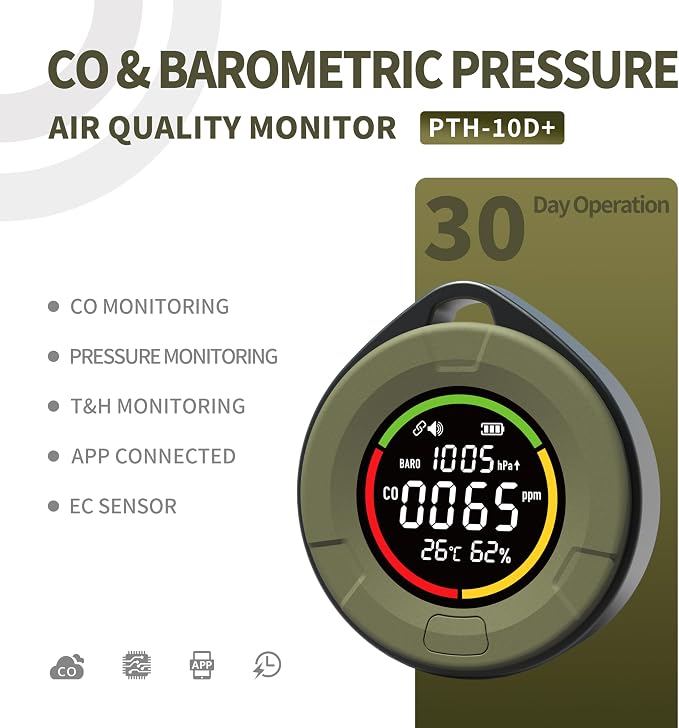 Generic Wireless Portable Carbon Monoxide Detector, Rechargeable CO Meter Air Quality Monitor with Magnetic Suction