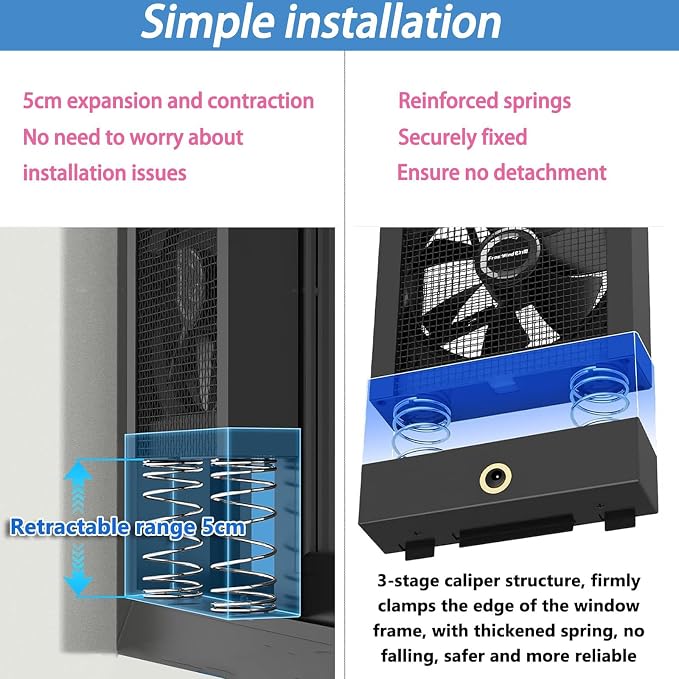 Generic Retractable Window Exhaust Fan for Vertical Sliding Windows, 16dB Ultra Quiet 2800RPM Brushless Motor, alternate