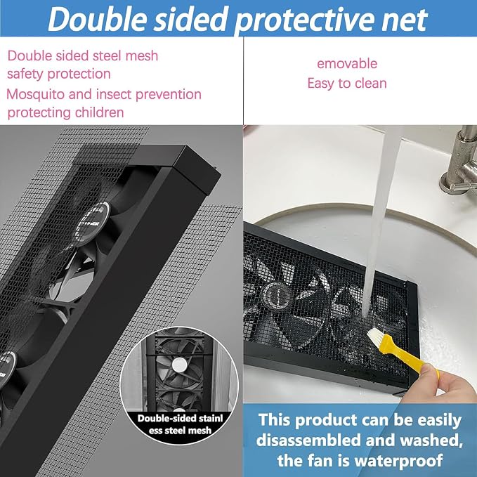 Generic Retractable Window Exhaust Fan for Vertical Sliding Windows, 16dB Ultra Quiet 2800RPM Brushless Motor, alternate