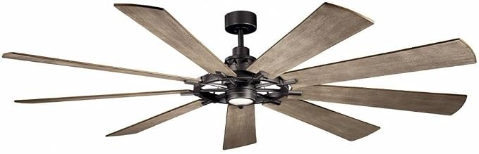 Gentry 85” Ceiling Fan with LED Light in Anvil Iron, Oversized Indoor Ceiling Fan with Lights, 300285AVI, product image